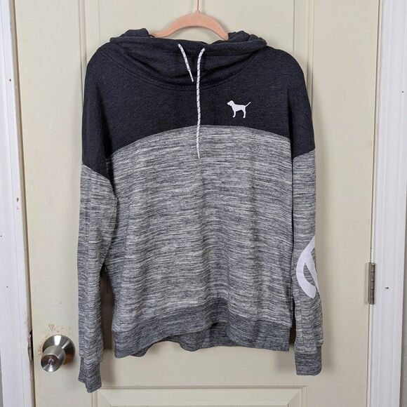 PINK | Two-Tone Space Dye Pullover Cowl Neck Sweatshirt Size Medium - Picture 1 of 7